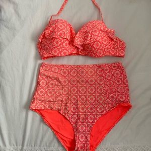 Aerie 2 piece bathing suit, high waisted